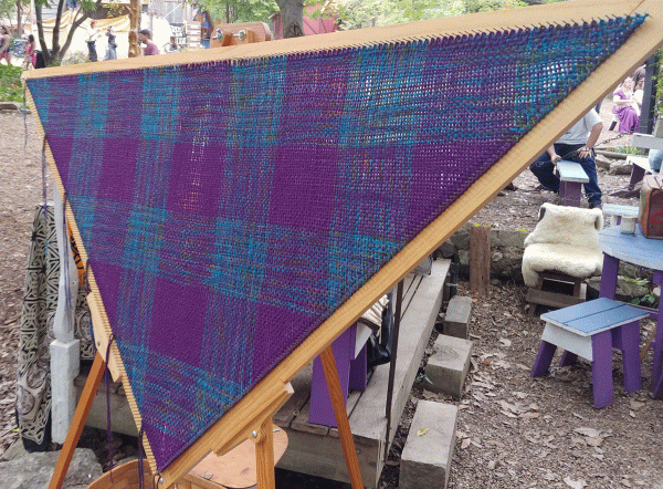 IHEA class sample of shawl made on a triangle loom