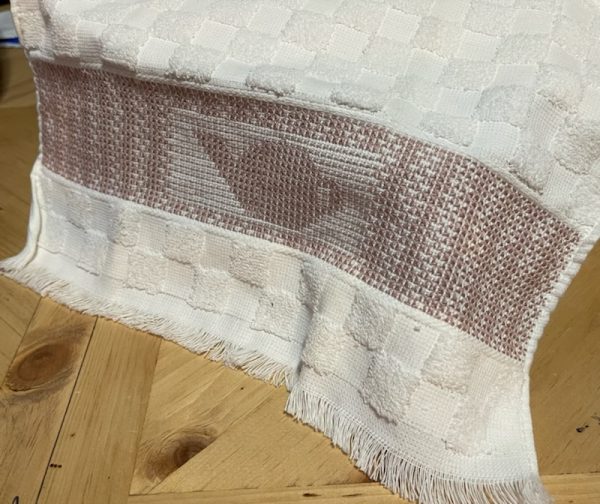 IHEA class sample of a Swedish weaving tea towel